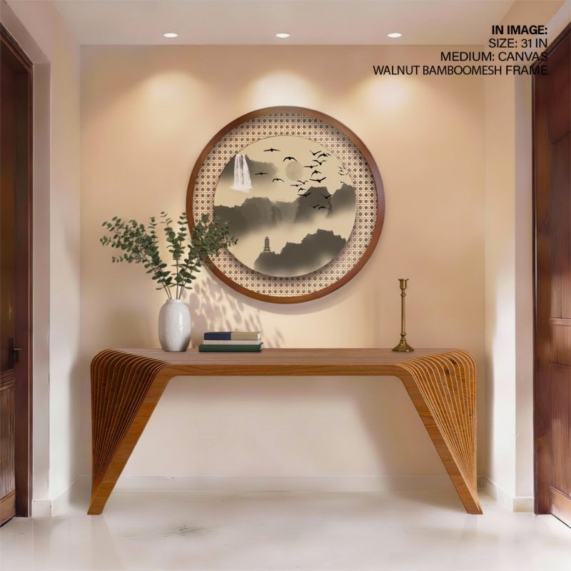 Oriental Misty Mountains Waterfall Pagoda – Wall Art