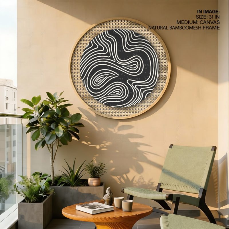 Abstract Flowing Lines Speckled Black – Wall Art