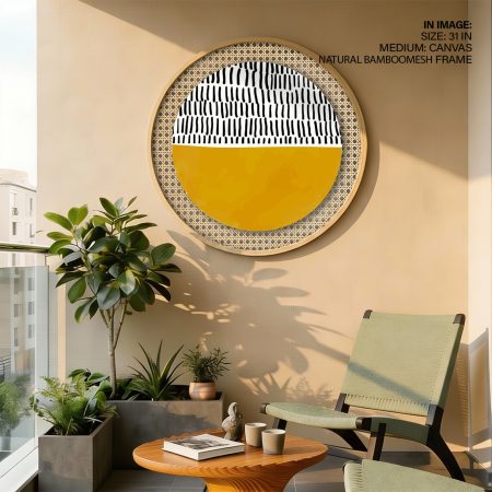 Trendy terracotta grunge abstract #510 - Circular Wooden Frame