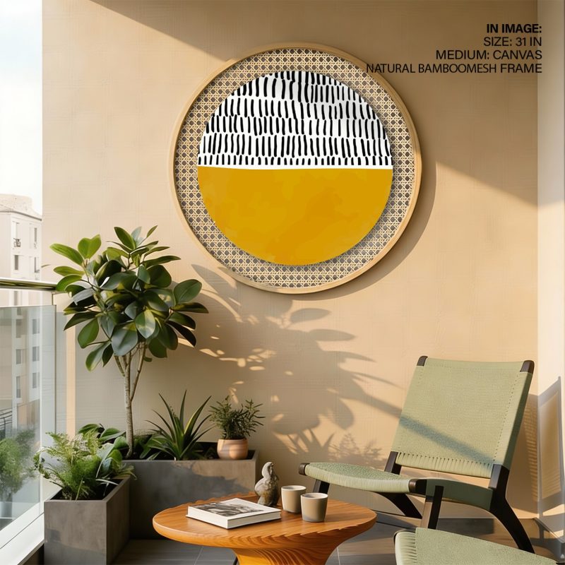 Abstract Vertical Dashes Yellow Half – Wall Hanging