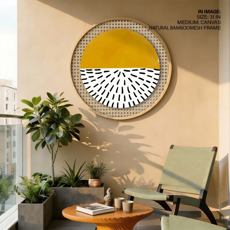 Abstract Circular Yellow Black Dashes – Wall Hanging