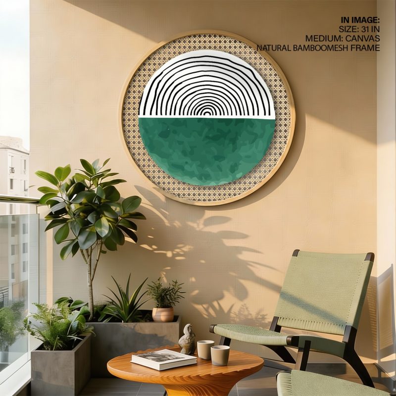 Minimalist Concentric Arcs Green Half-circle – Wall Painting