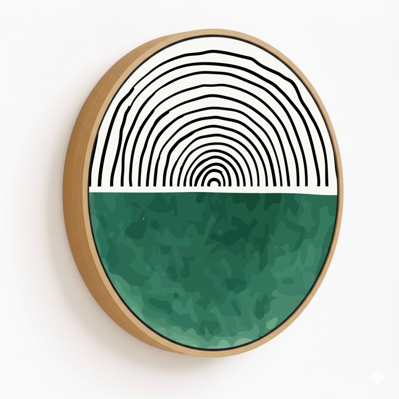 Trendy terracotta sea green grunge abstract - Circular Wooden Frame