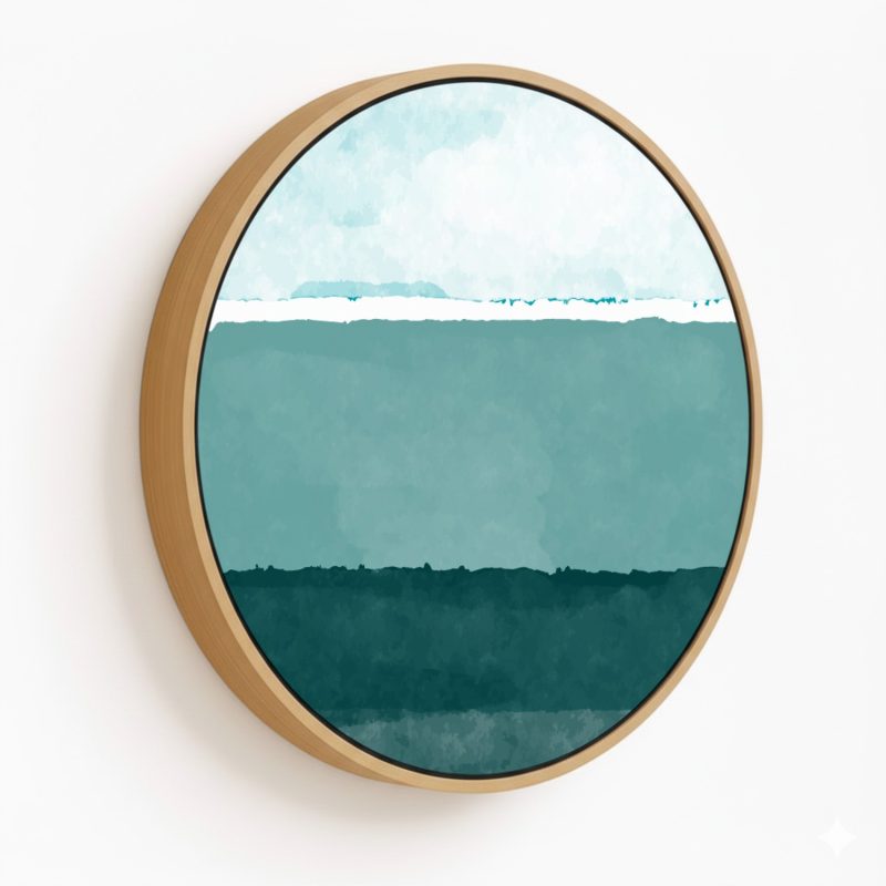 Rothko glaze abstract #282 - Circular Wooden Frame