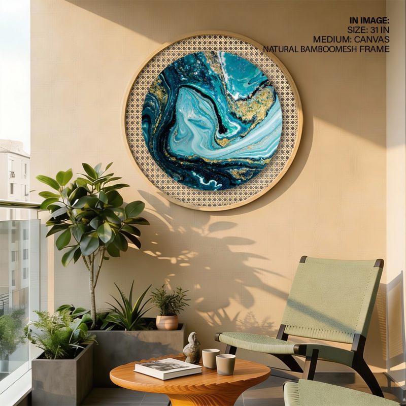 Abstract Teal Gold Swirls – Wall Painting