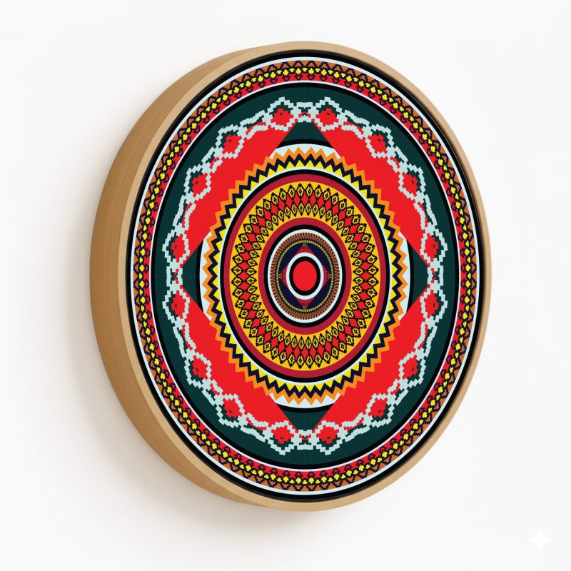Indian floral mandala #452 - Circular Wooden Frame