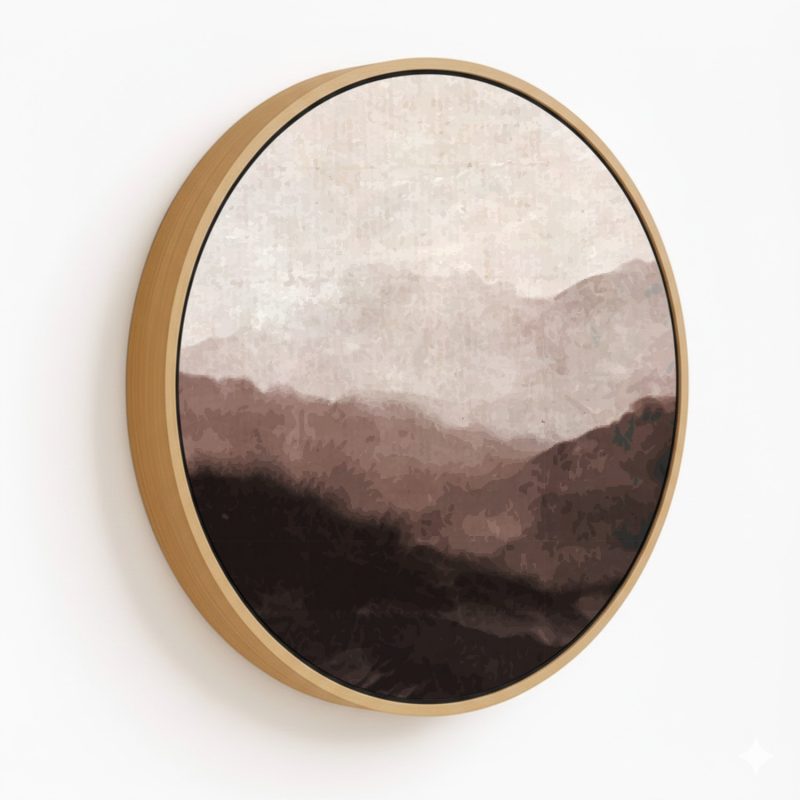 Horizon watercolor brown - Circular Wooden Frame