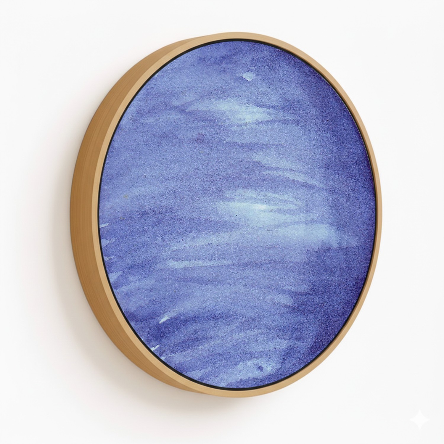 Cerulean watercolor neptune - Circular Wooden Frame
