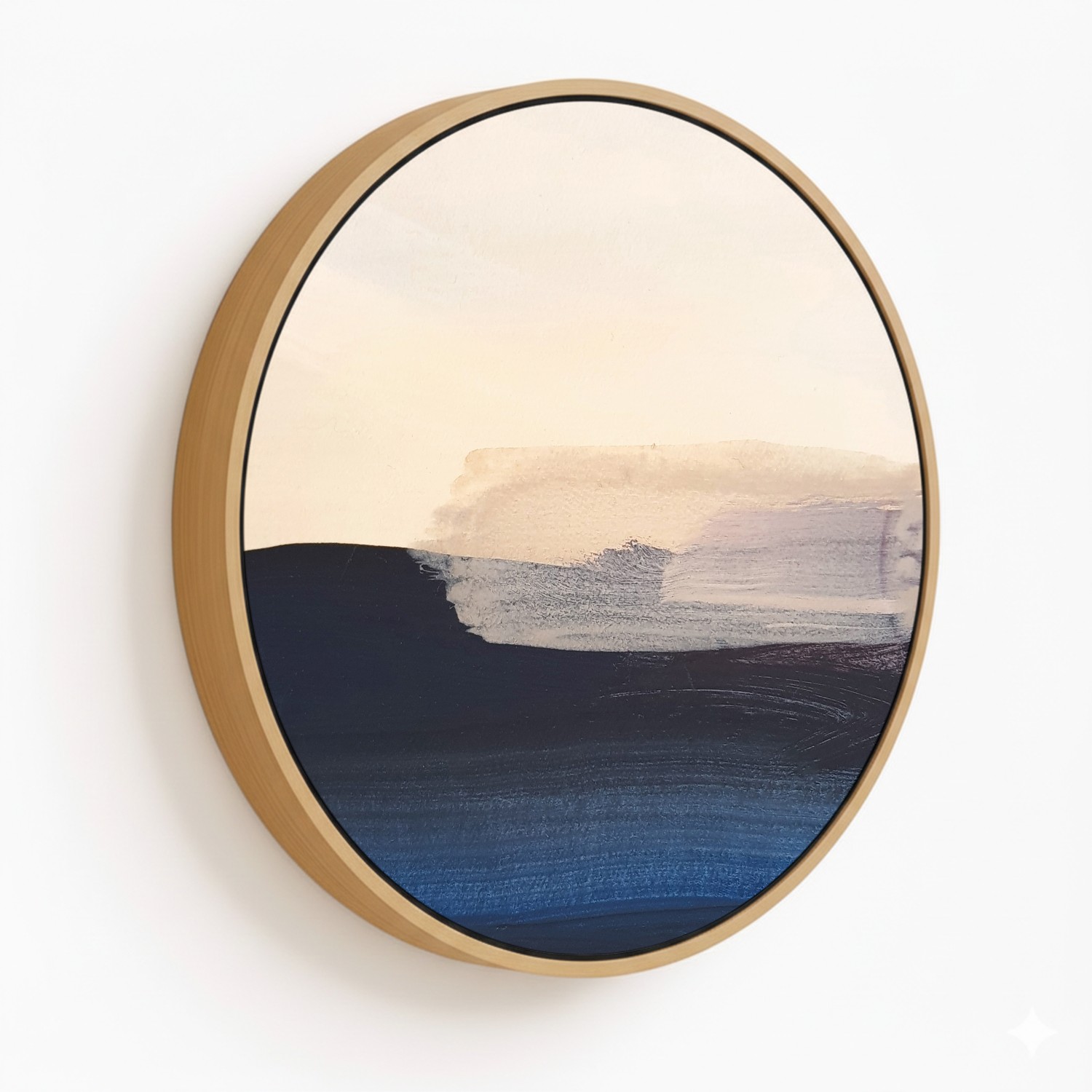 Blue brushstroke modern contemporary - Circular Wooden Frames