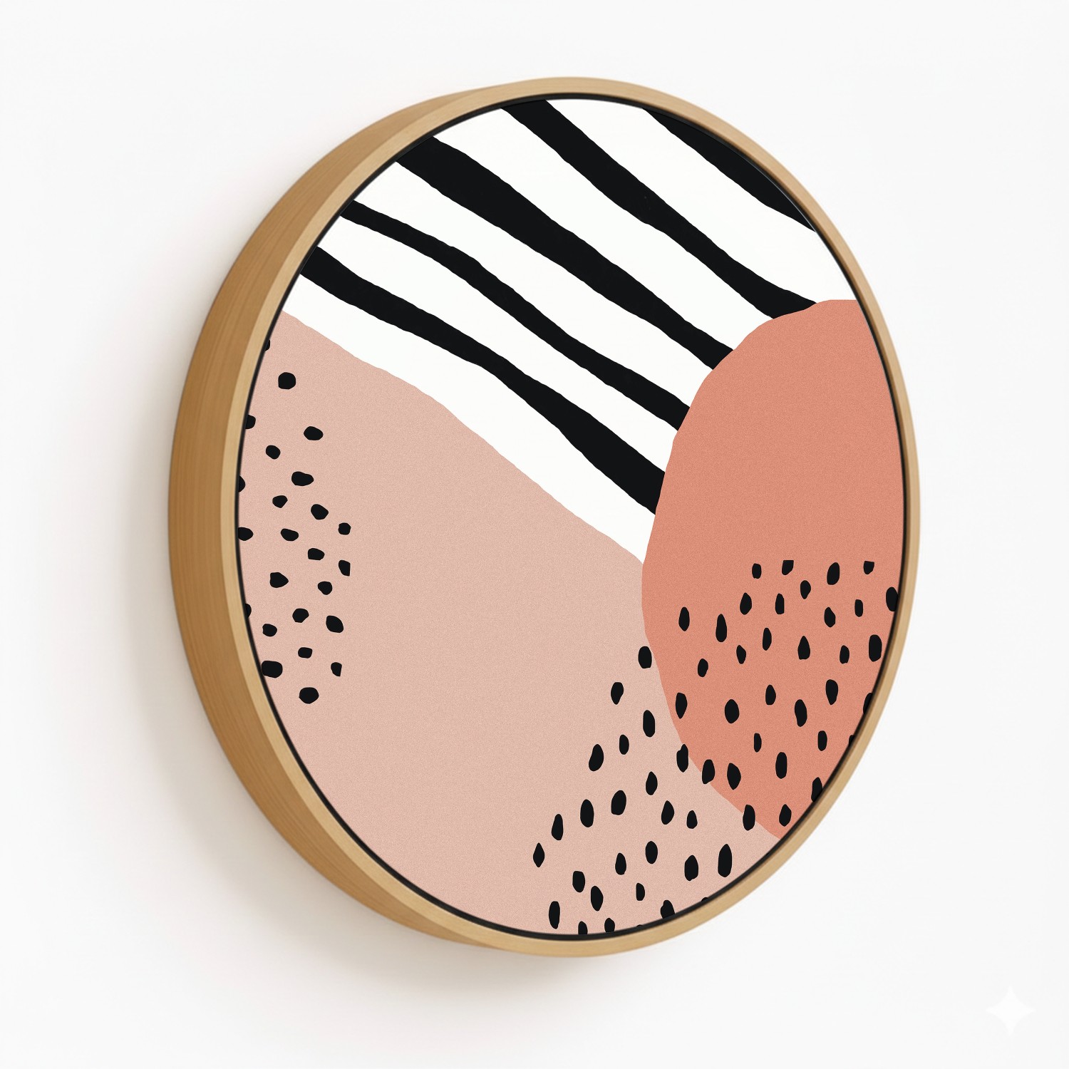 Boho pink abstract - Circular Wooden Frames - CHOO