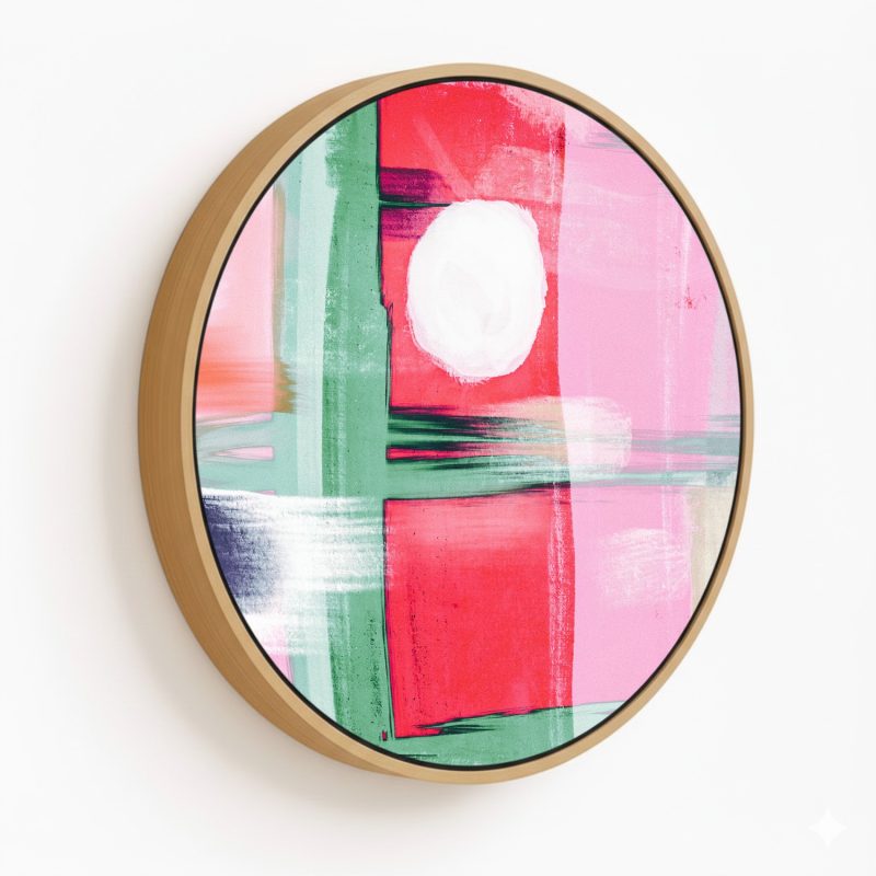 Abstract art, Abstract painting, Modern art, Brushstroke art, Glam decor, Pink art, Abstract print, Modern wall art - Circular Wooden Frames