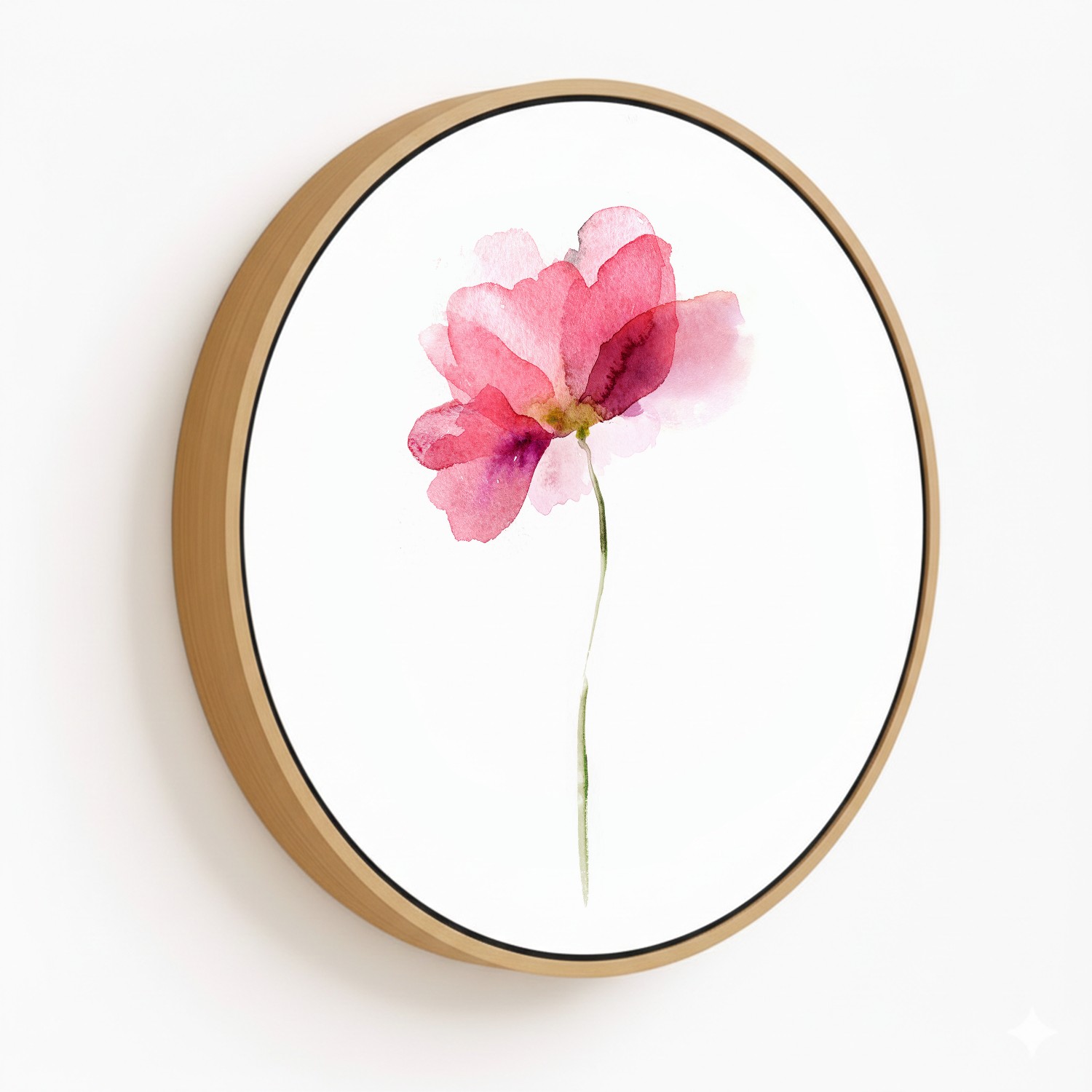 Pink watercolor flower - Circular Wooden Frames - 