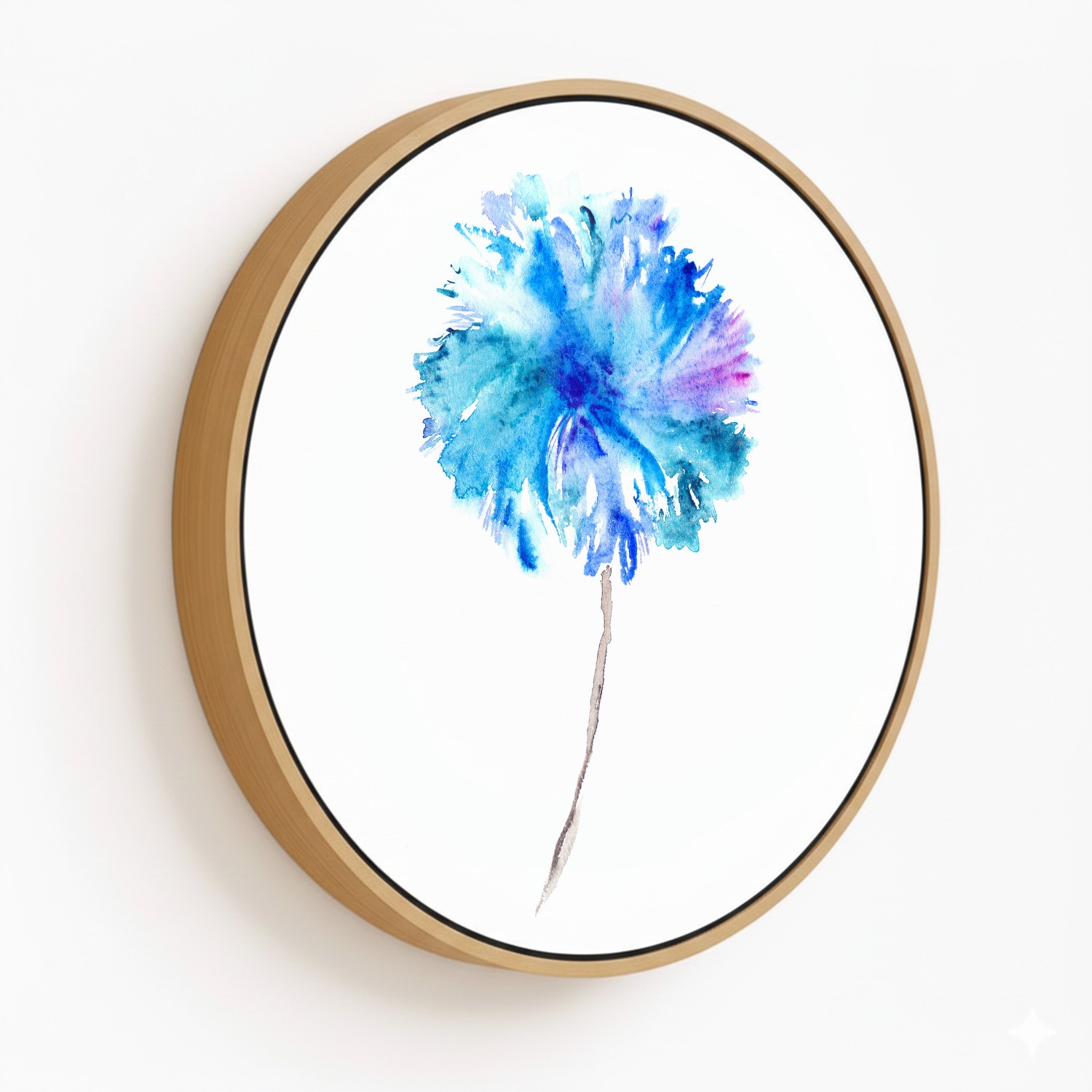 Blue watercolor flower - Circular Wooden Frames - 