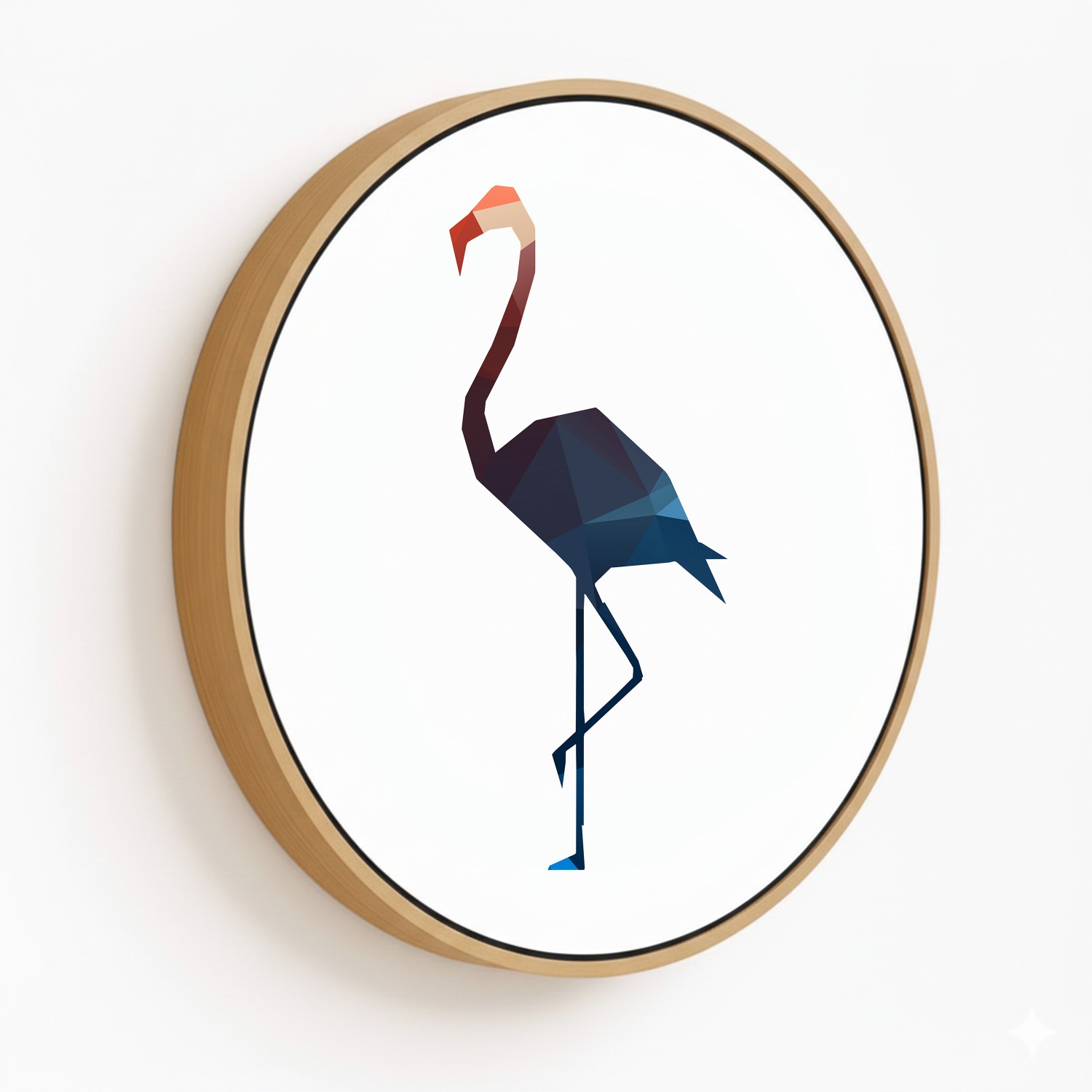 Colorful geometric flamingo - Circular Wooden Frames