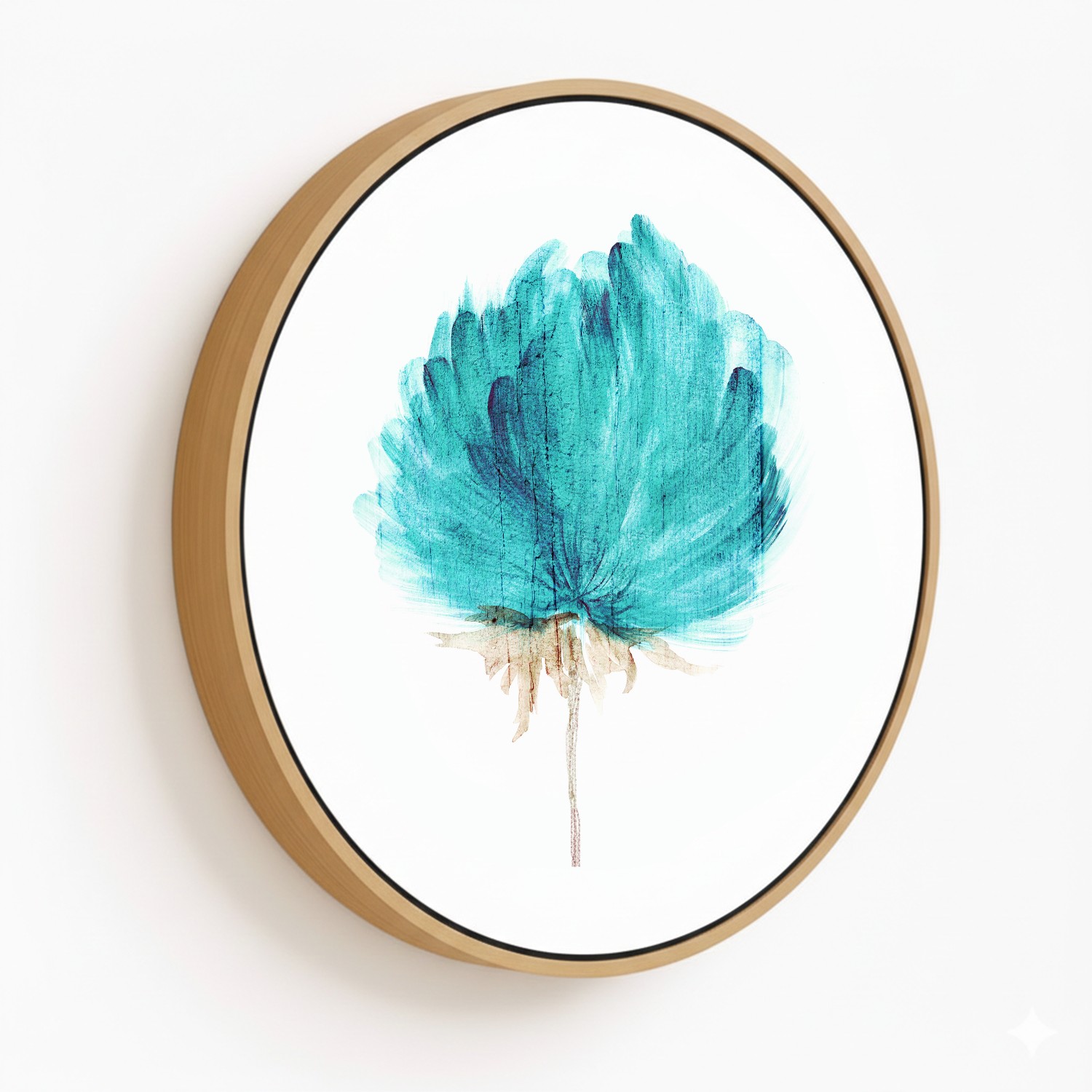 Turquoise watercolor flower - Circular Wooden Frames
