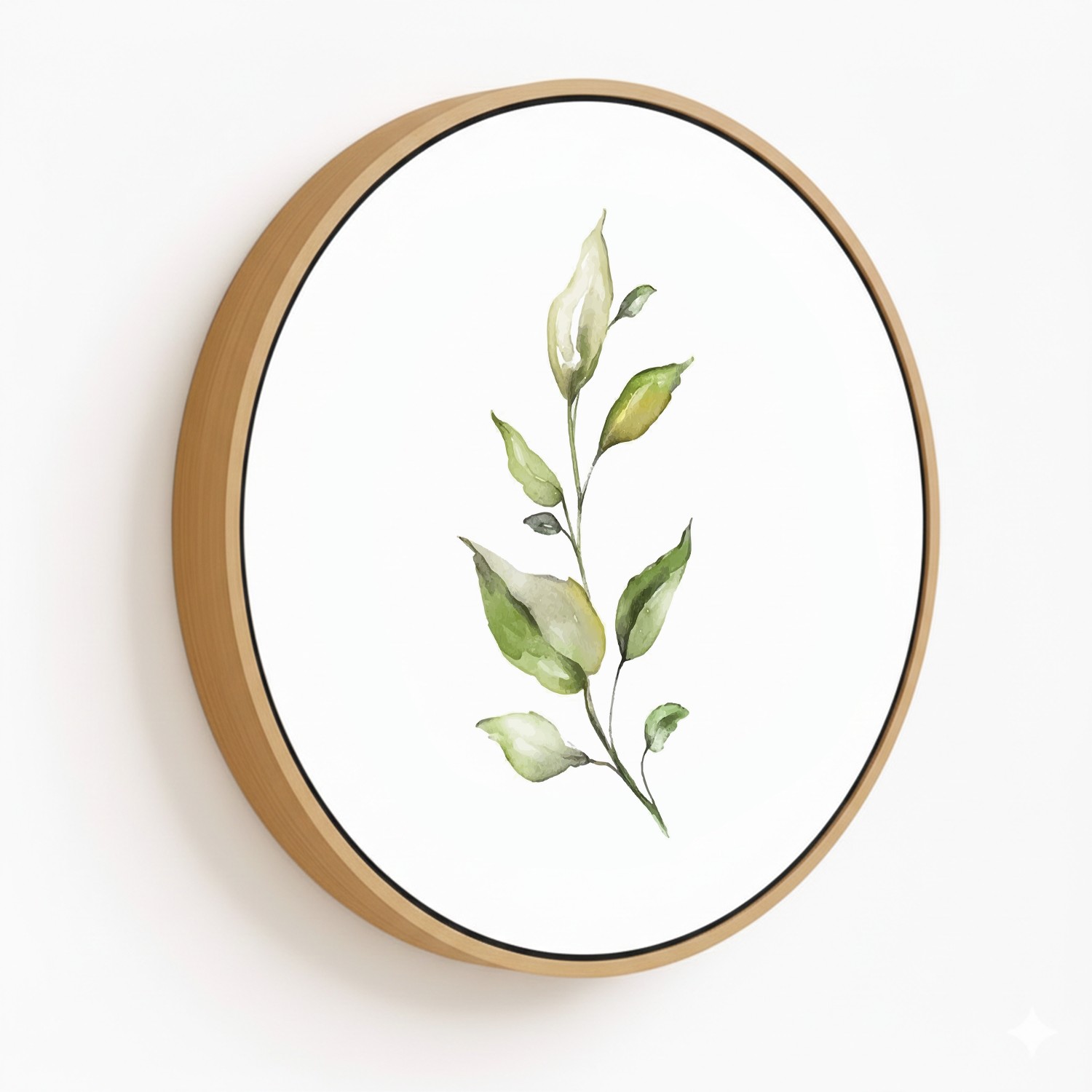 Botanical Leaf framed, Nature Art - Choose Size and Frame Color - Circular Wooden Frames