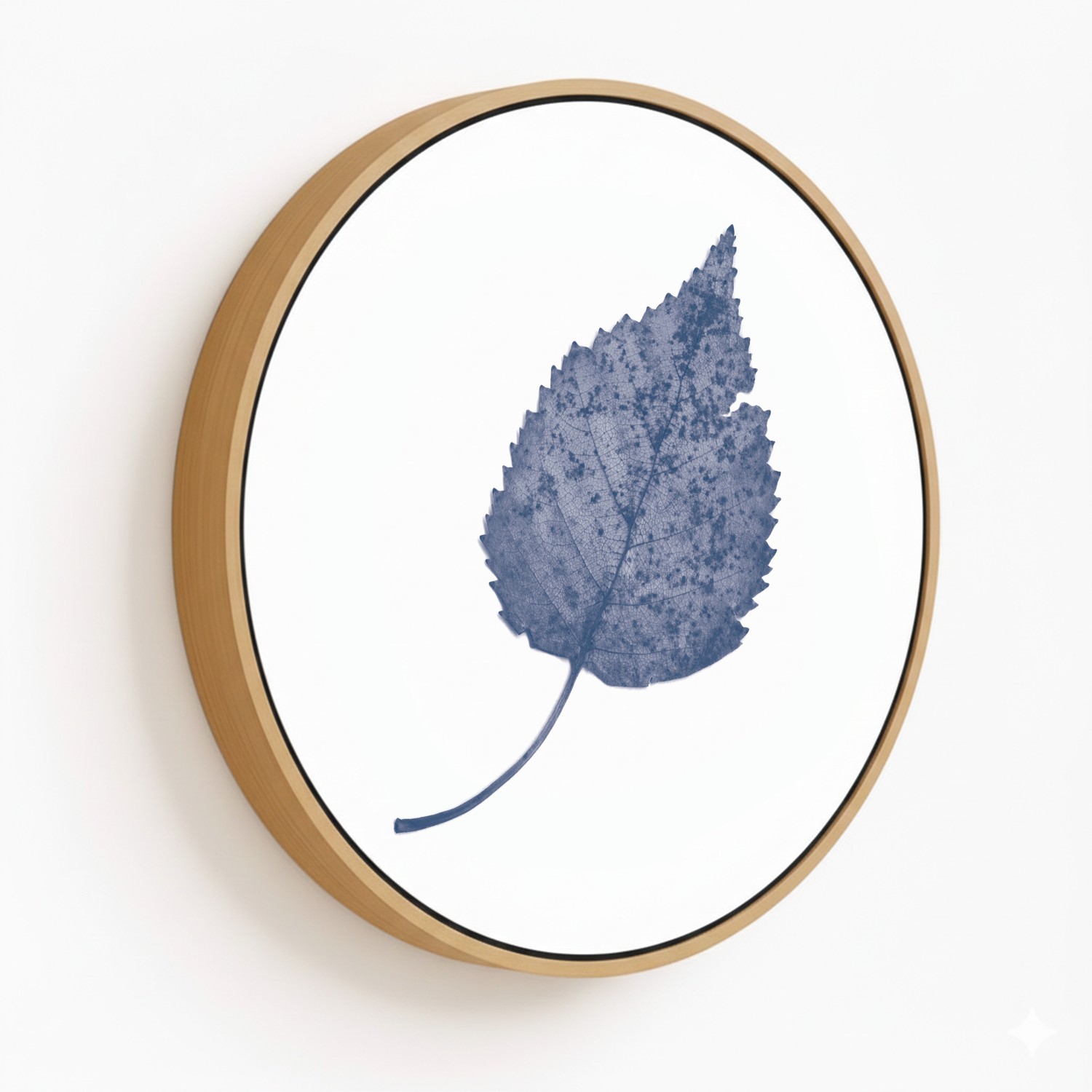 Dark Blue Botanical leaf #1 - Circular Wooden Frames