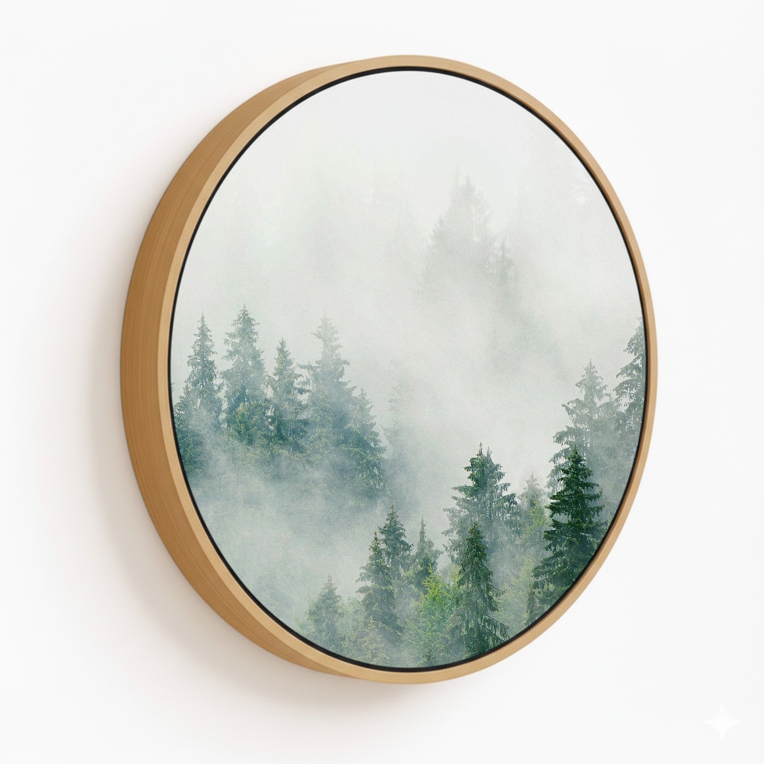 Ravishing foggy forest framed, Nature Art, Modern Art - Choose Size and Frame Color - Circular Wooden Frames