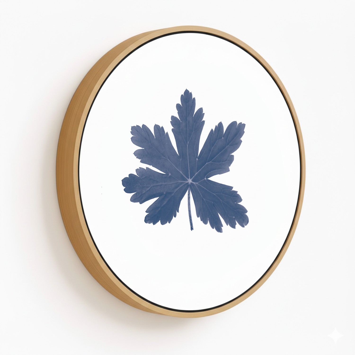 Dark Blue Botanical leaf #2 - Circular Wooden Frames