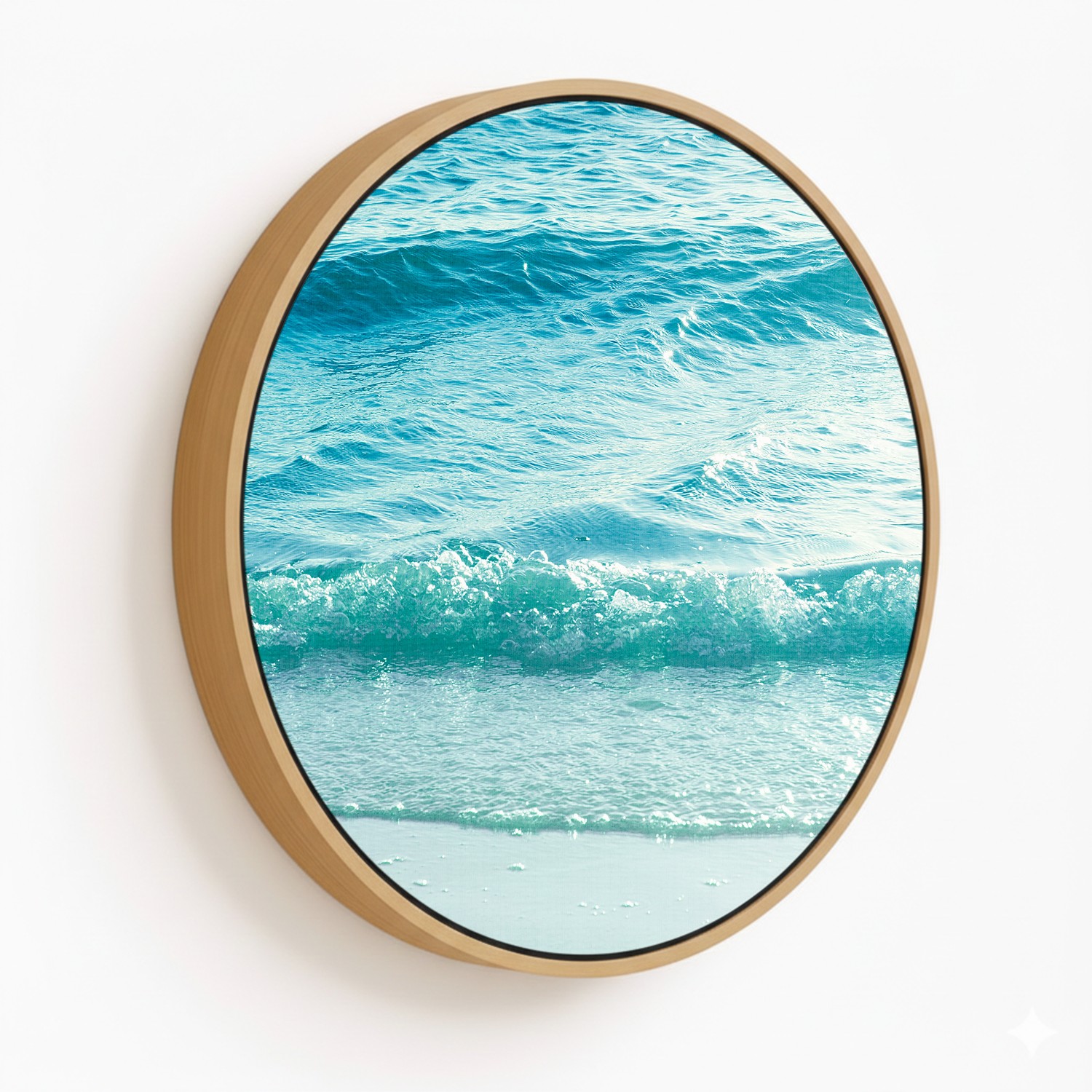 Beach Photography, framed wall art, Modern Coastal, Large Poster, Blue and Aqua Ocean Waves, Beach Photo, Beach Decor, - Circular Wooden Frames