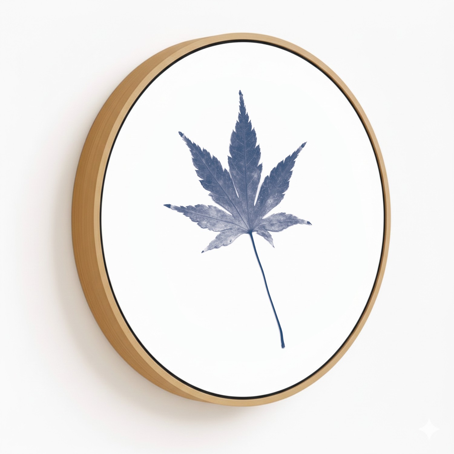 Dark Blue Botanical Leaves #4 - Circular Wooden Frames