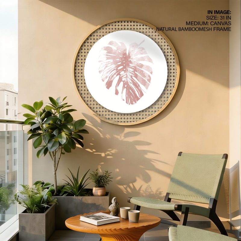 Botanical Pink Watercolor Monstera Leaf – Wall Art