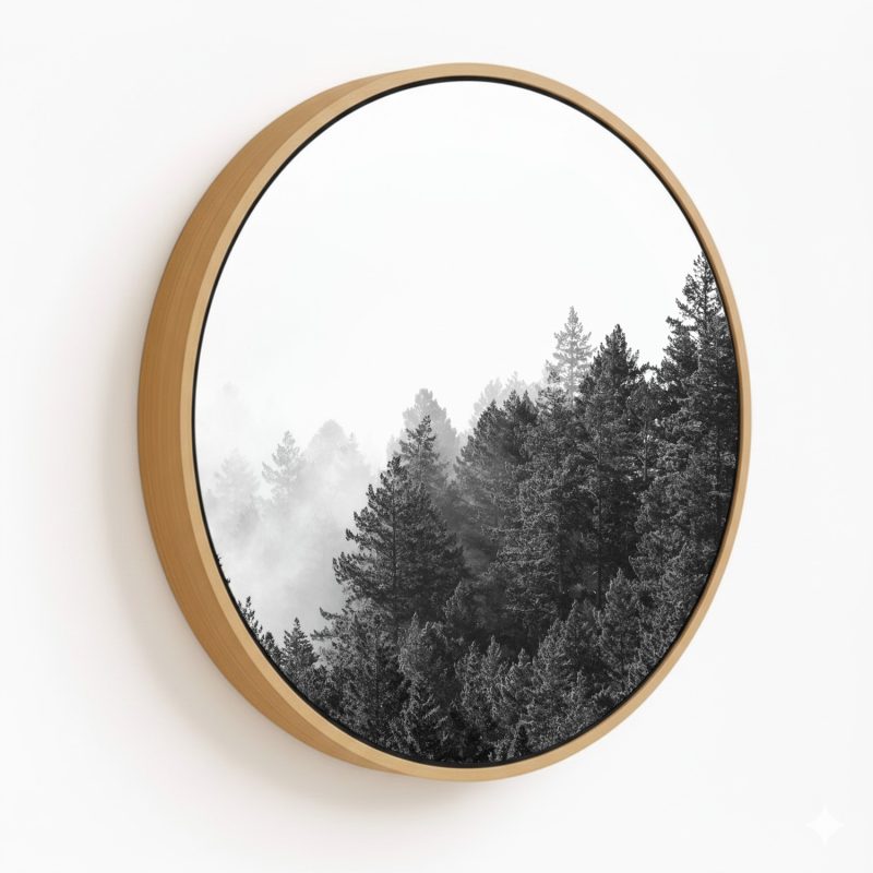 Black & White Forest Nordic Art - Circular Wooden Frames