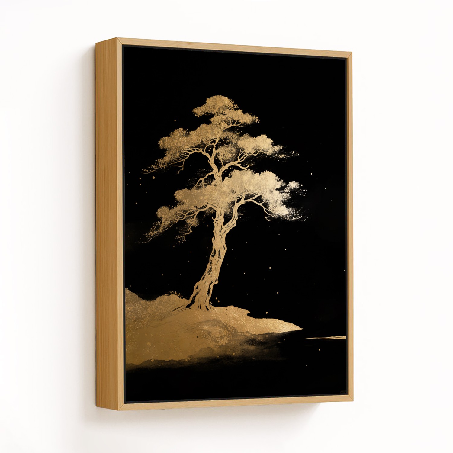 Golden Solitude on Midnight Canvas - CHOOSE SIZE: 