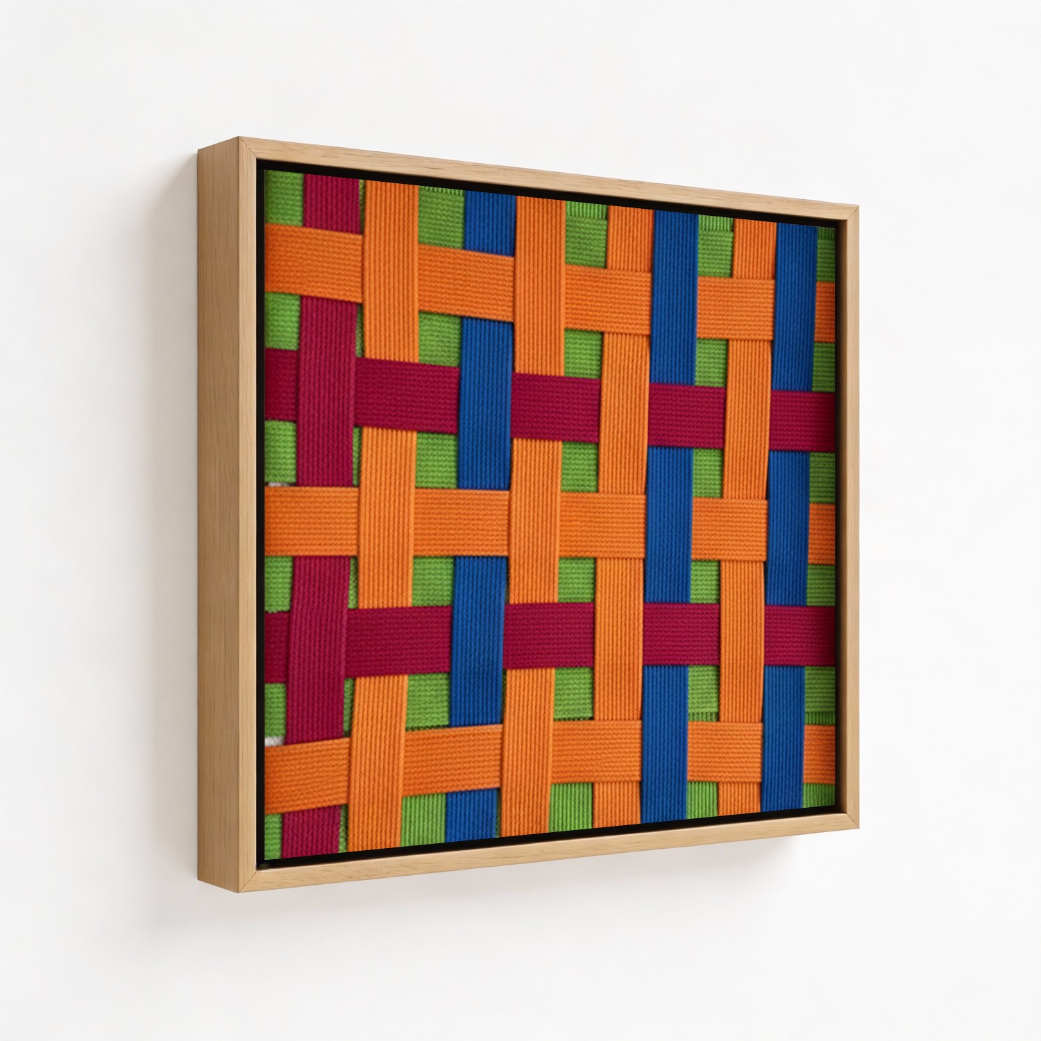Vibrant Interlocking Hue Tapestry Macrame Yarn Wall Art