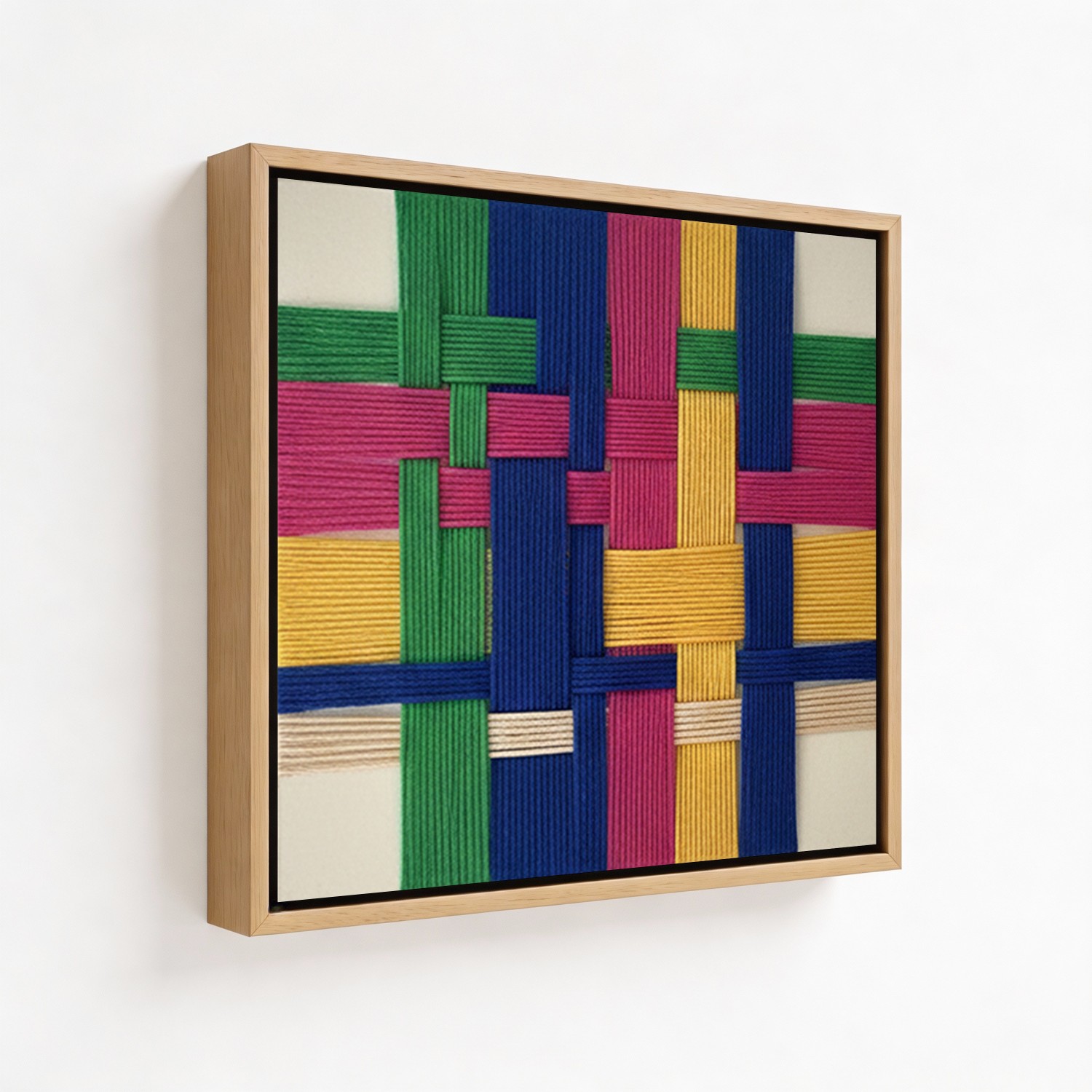 Vibrant Interlock Symphony Macrame Yarn Wall Art - 