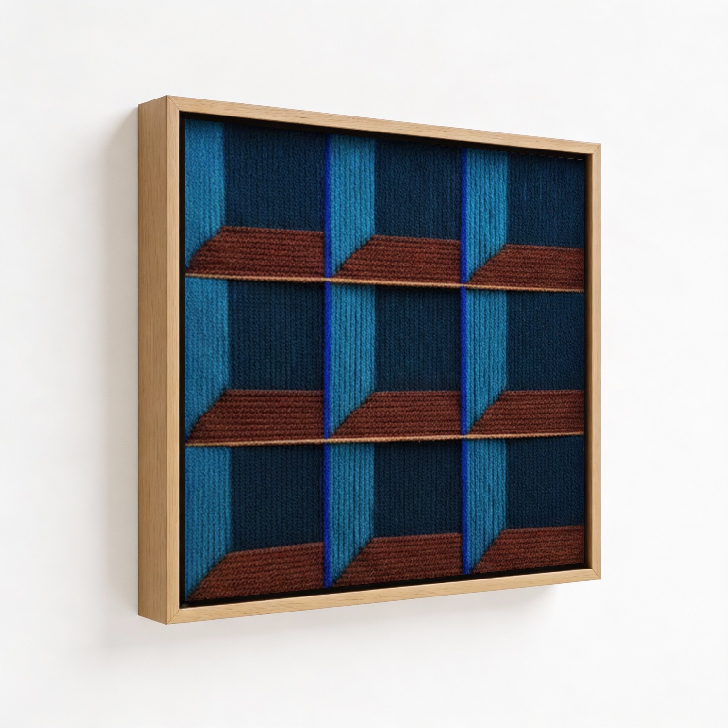 Azure Interlock Tapestry Macrame Yarn Wall Art - C