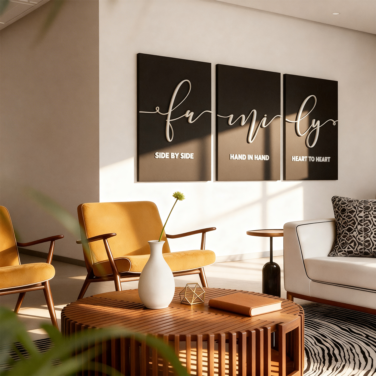 Set of 3 - Family Quote in 3D - 2D Letter Wall Scu