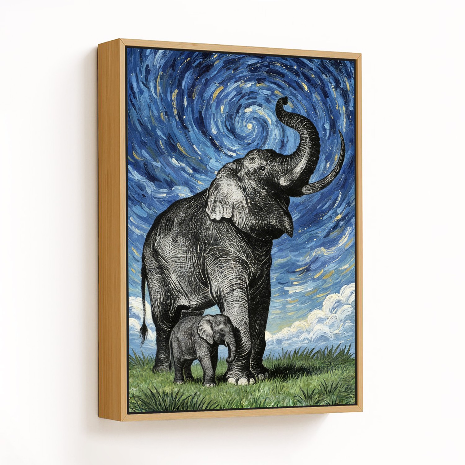 Elephants Under a Starry Sky - CHOOSE SIZE: Choose