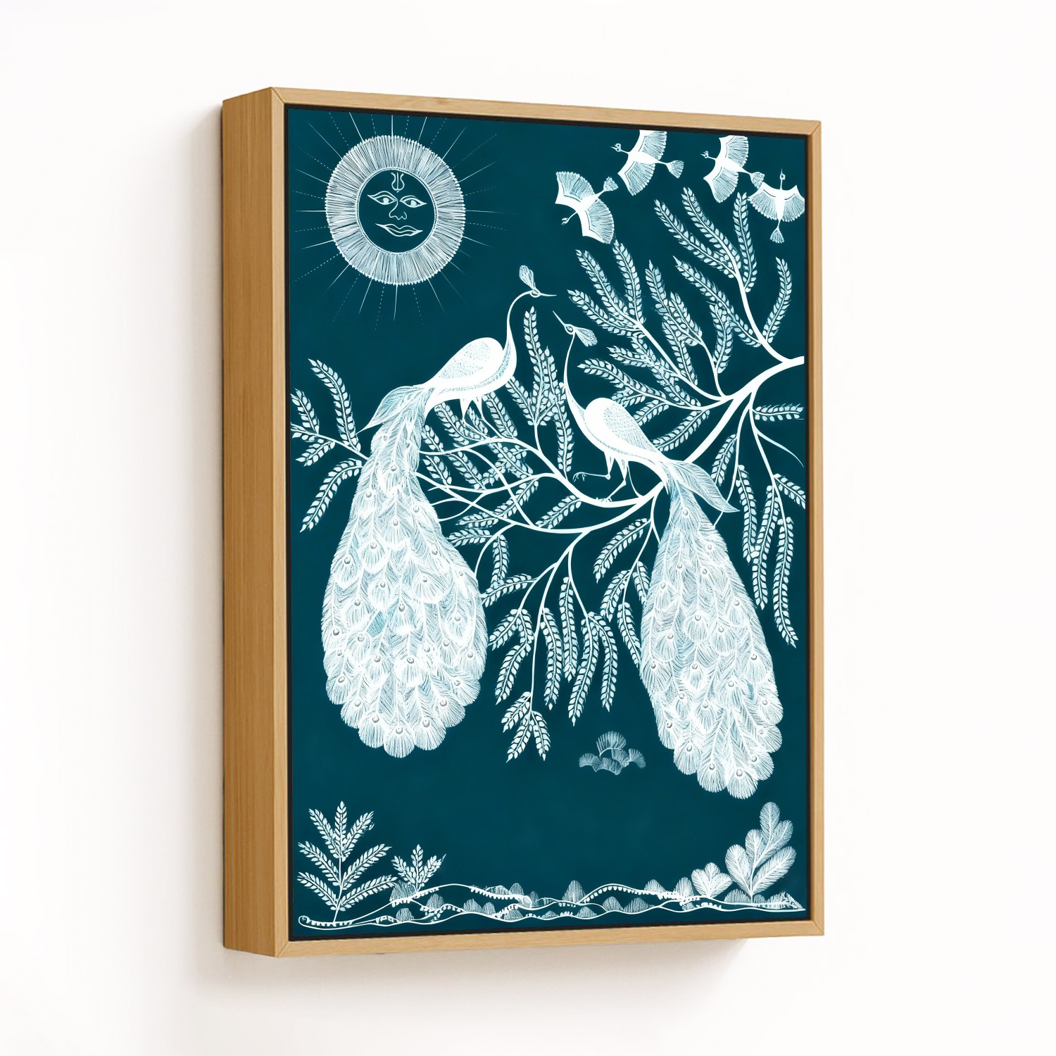 Peacock Dreams on Teal - CHOOSE SIZE: Choose how b