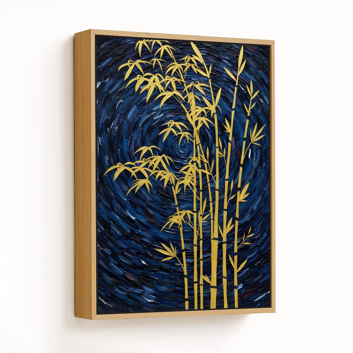 Golden Bamboo Dream in Swirling Blue - CHOOSE SIZE