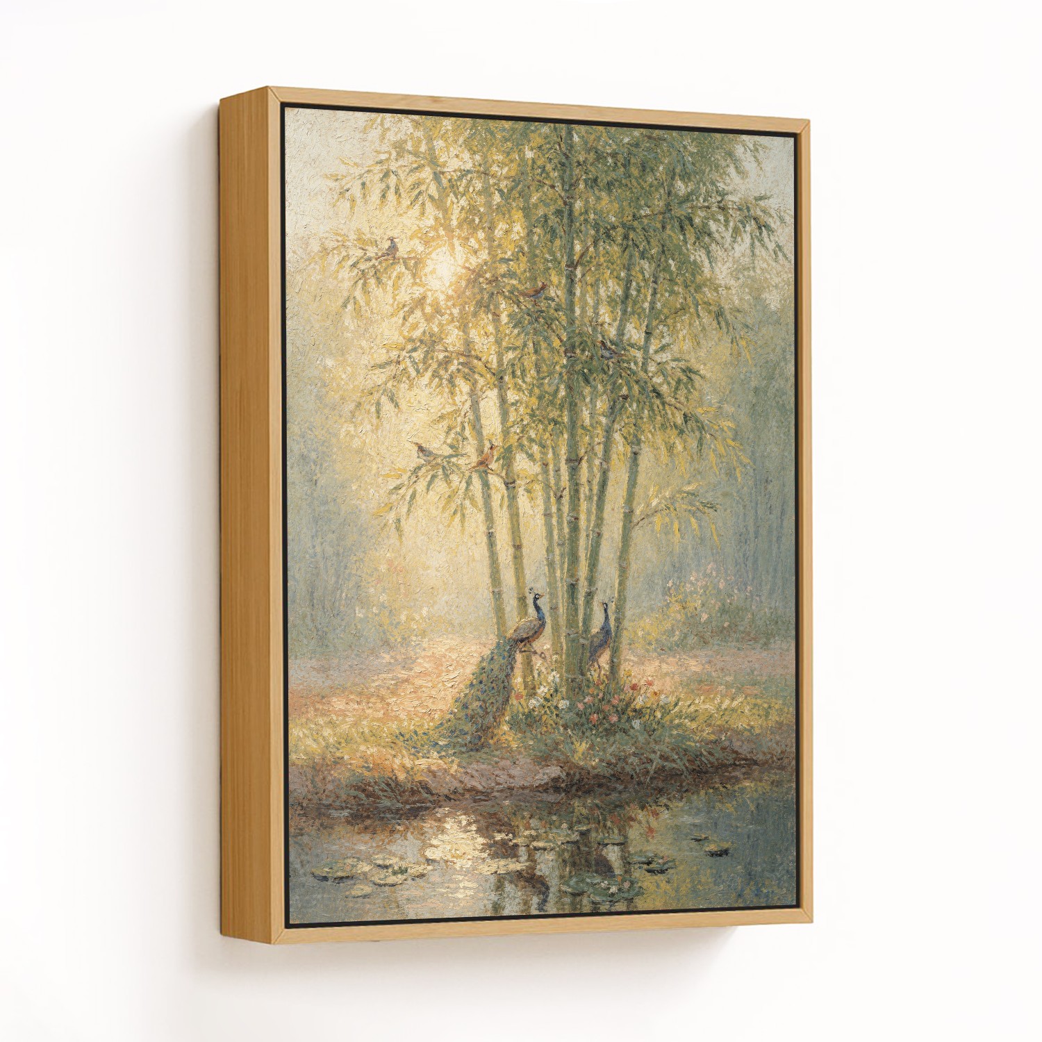 Tranquil Peacocks and Bamboo Serenade - CHOOSE SIZ