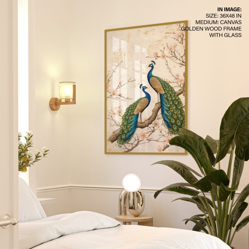 Two Peacocks on Blossom Branch Vastu Painting