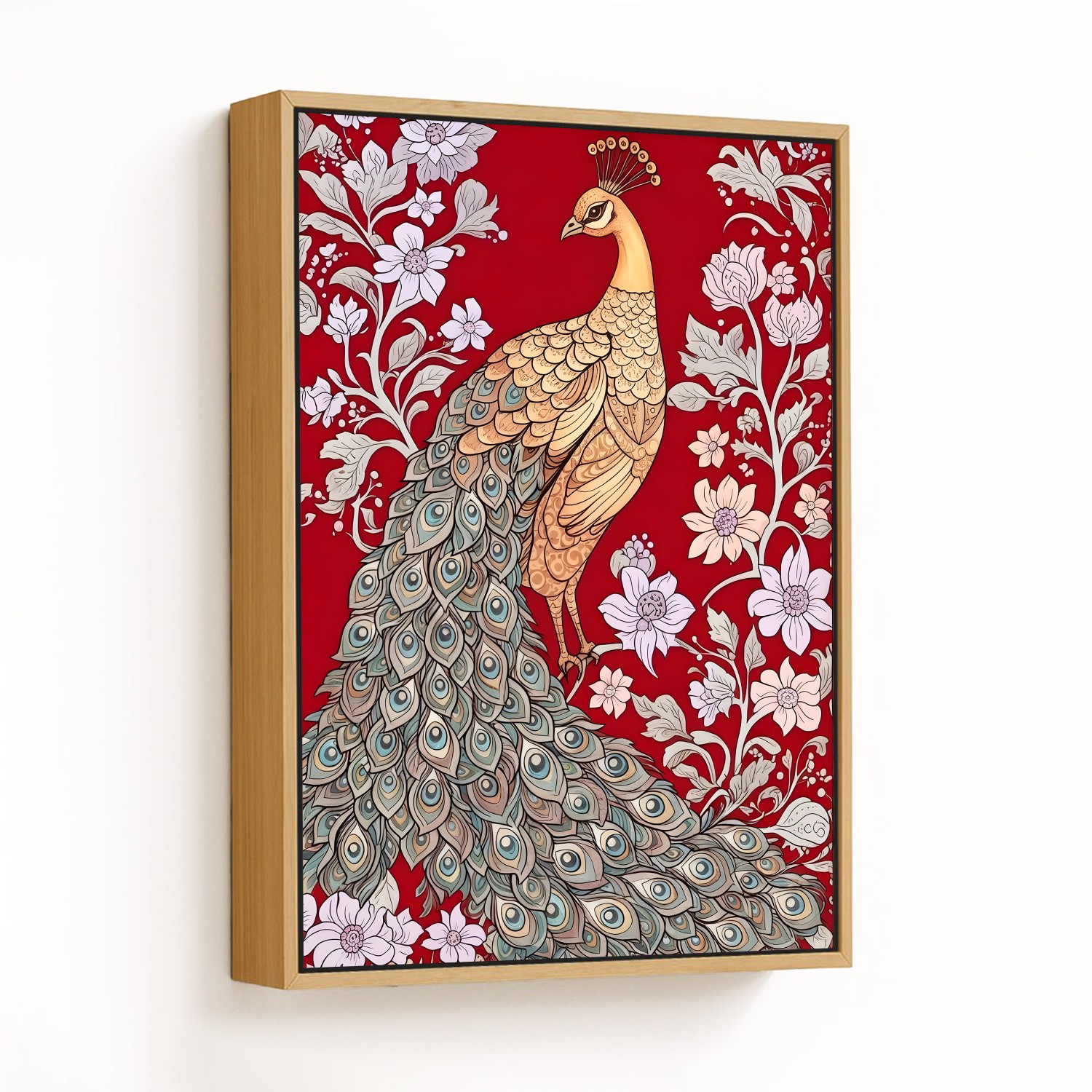 Elegant Peacock in Ornate Floral Garden - CHOOSE S