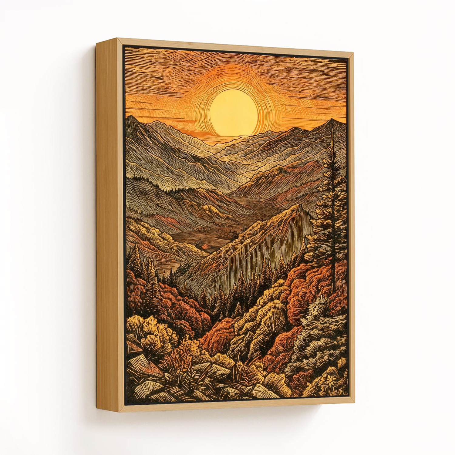 Eternal Sunset over Majestic Peaks - CHOOSE SIZE: 