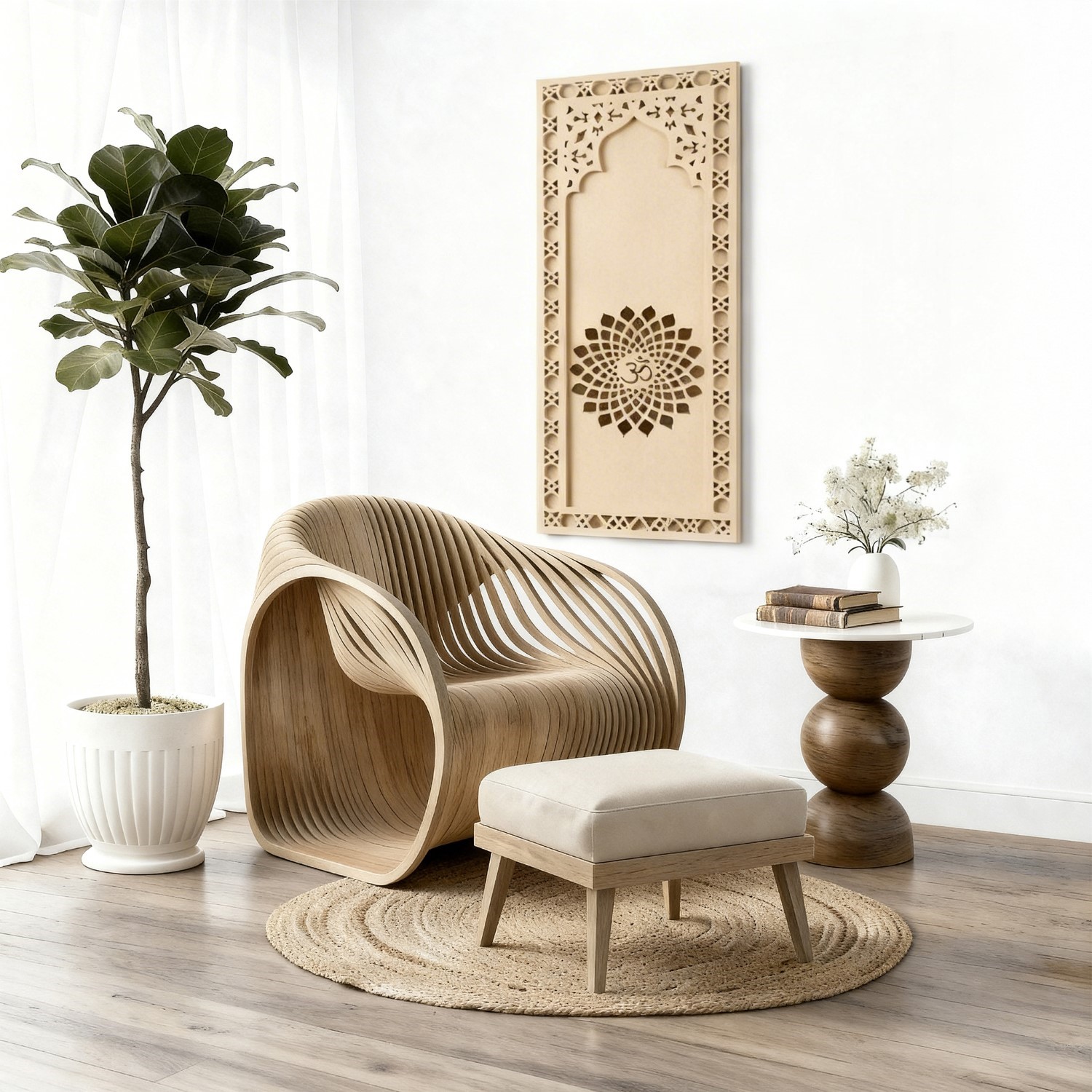 The Sahasrara Om - Handcrafted 3D Jharokha wall ar