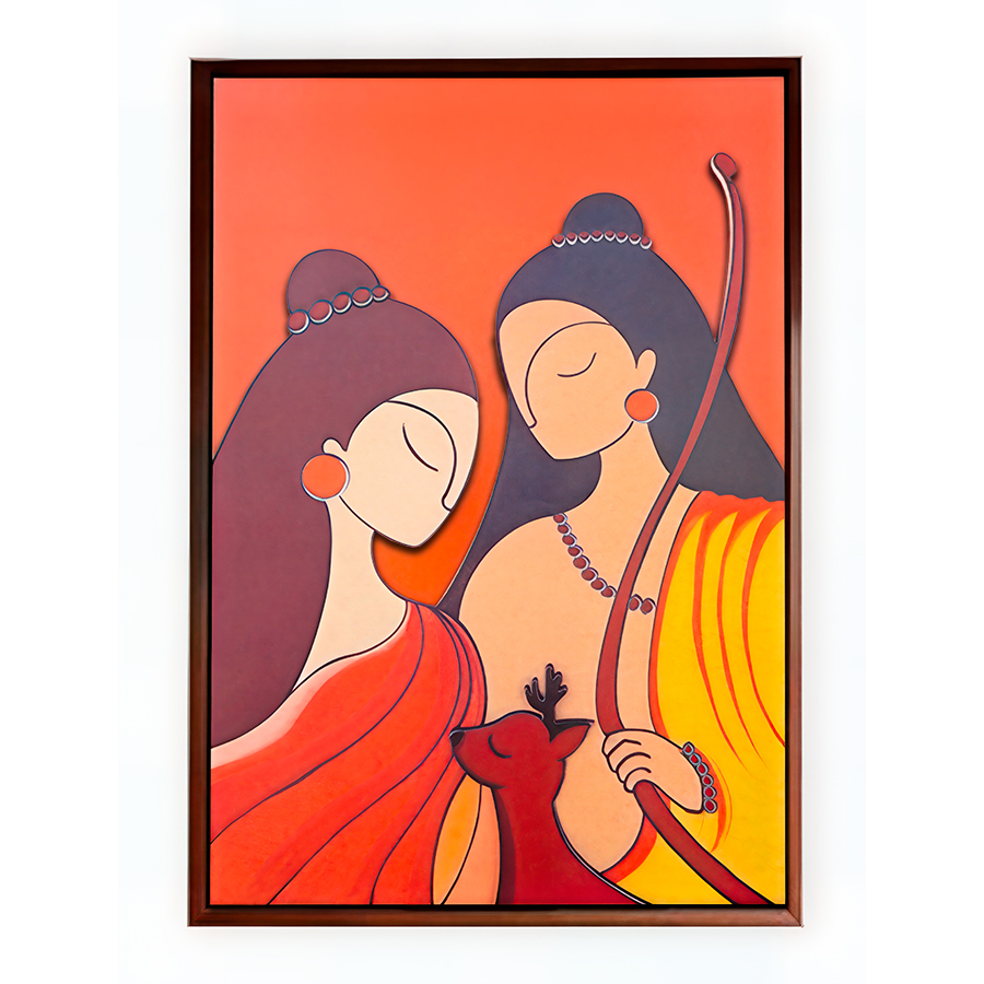 Sita-Rama Sangam in 3d layered sculpture with embossed features