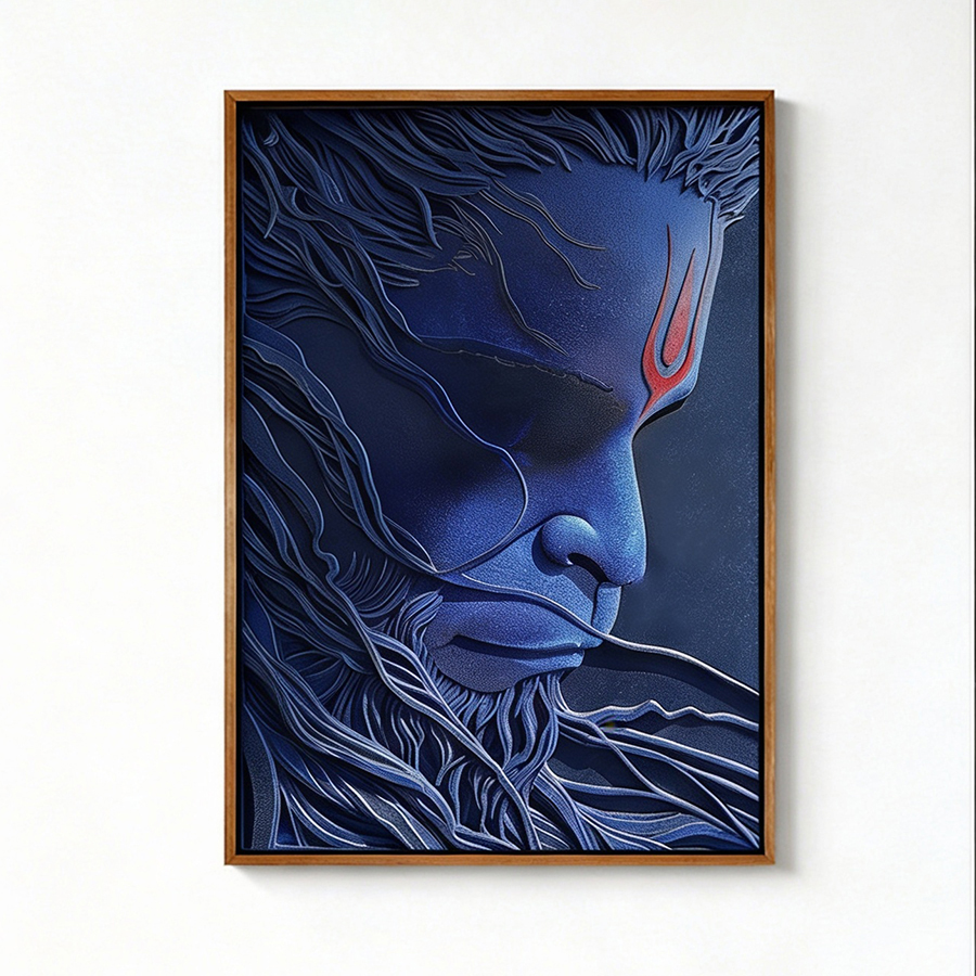 Embossed Viraat Anjaneya on 3d Sculpture Art - Upg